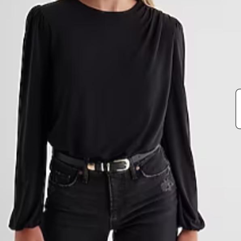 Express-Skimming Crew Neck Puff Sleeve Bodysuit